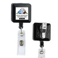 30" Cord Square Retractable Badge Reel w/ Metal Rotating Alligator Clip Backing (Overseas)